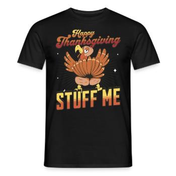 Joyeux Thanksgiving - Stuff Me Drôle de dinde - T-shirt homme - noir - Devant - AI Model Male 178 light (178cm)
