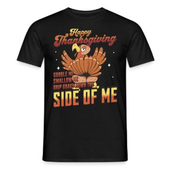Joyeux Thanksgiving - Gobble Me Swallow Me Gravy - T-shirt homme - noir - Devant - AI Model Male 178 light (178cm)