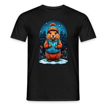 Marmota con gorro de invierno Marmota feliz - Camiseta hombre - negro - delante - AI Model Male 178 light (178cm)