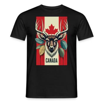 Kanada Hirsch Ahornblatt - Männer T-Shirt - Schwarz - Vorne - AI Model Male 178 light (178cm)