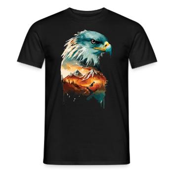 Adlerblick: Berglandschaft und Majestät der Lüfte - Männer T-Shirt - Schwarz - Vorne - AI Model Male 178 light (178cm)