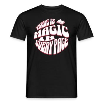 Magic on Every Page - Bücher lesen Englisch Lehrer - Männer T-Shirt - Schwarz - Vorne - AI Model Male 178 light (178cm)