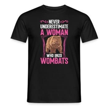 Femme Aimant Wombat Australie Marsupial - T-shirt homme - noir - Devant - AI Model Male 178 light (178cm)