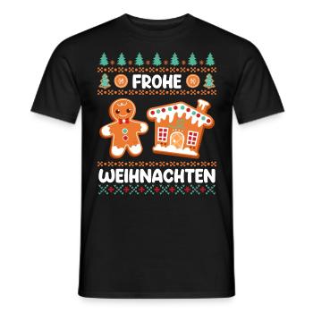 Frohe Weihnacht Lebkuchengebäck Lebkuchenmann - Männer T-Shirt - Schwarz - Vorne - AI Model Male 178 light (178cm)