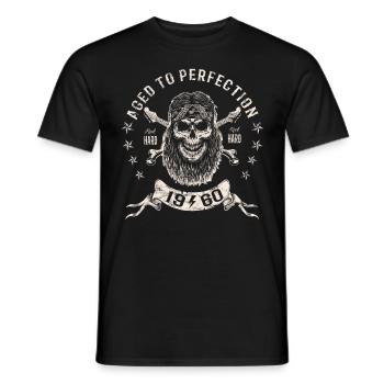 1960 Birthday Aged to perfection Rock Hard - Men's T-Shirt - black - Front - AI Model Male 178 light (178cm)
