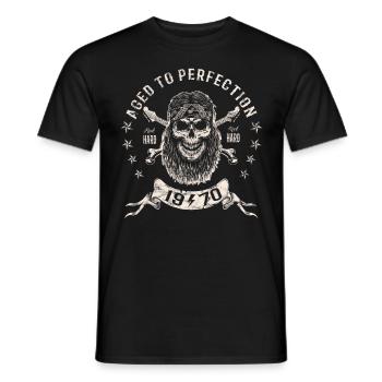 1970 Birthday Aged to perfection Rock Hard - Men's T-Shirt - black - Front - AI Model Male 178 light (178cm)