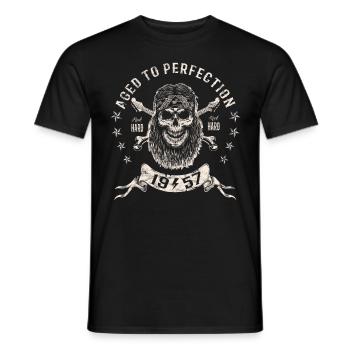 1957 Birthday Aged to perfection Rock Hard - Men's T-Shirt - black - Front - AI Model Male 178 light (178cm)