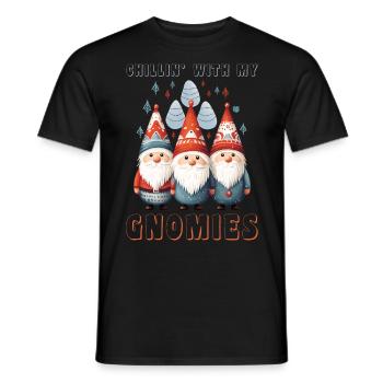 Chillin With My Gnomies Christmas Gnome Gift - Men's T-Shirt - black - Front - AI Model Male 178 light (178cm)