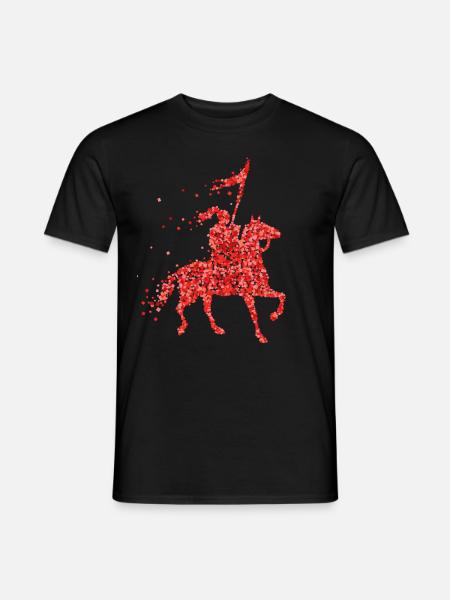 Cheval, cheval, équitation, armure de chevalier médiéval - T-shirt homme - noir