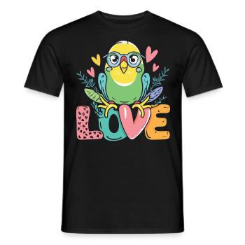 Liebevolles Wellensittich Design - Männer T-Shirt - Schwarz - Vorne - AI Model Male 178 light (178cm)