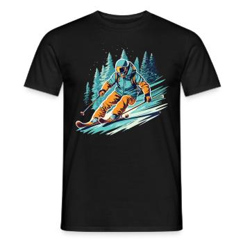 Speed and snow: downhill with the skier - Men's T-Shirt - black - Front - AI Model Male 178 light (178cm)