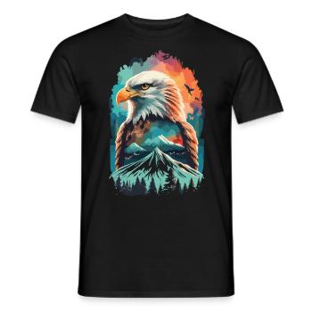 Adler und Berglandschaft im Einklang - Männer T-Shirt - Schwarz - Vorne - AI Model Male 178 light (178cm)