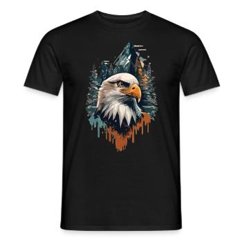 Natur in Perfektion: Adler und Berggipfel vereint - Männer T-Shirt - Schwarz - Vorne - AI Model Male 178 light (178cm)