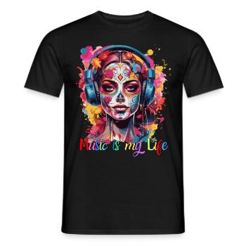 Music is my Life - Men's T-Shirt - black - Front - AI Model Male 178 light (178cm)