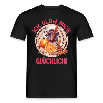 Glühweinstand Ich Glüh mich Glücklich Weihnachten - Männer T-Shirt - Schwarz - Vorne - AI Model Male 178 light (178cm)