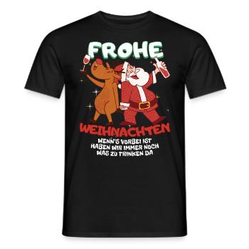 Lustiges Wichteln Frohe Weihnachten mit Getränke - Männer T-Shirt - Schwarz - Vorne - AI Model Male 178 light (178cm)