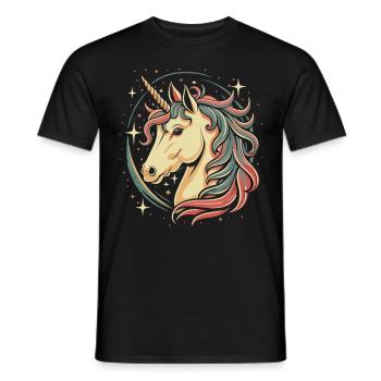 Licorne dans le ciel étoilé : conception de bande dessinée - T-shirt homme - noir - Devant - AI Model Male 178 light (178cm)