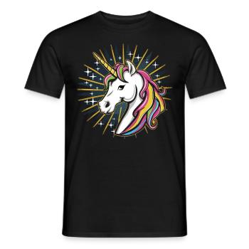 Pop Art Magic: Unicorn in the Night Sky - Men's T-Shirt - black - Front - AI Model Male 178 light (178cm)