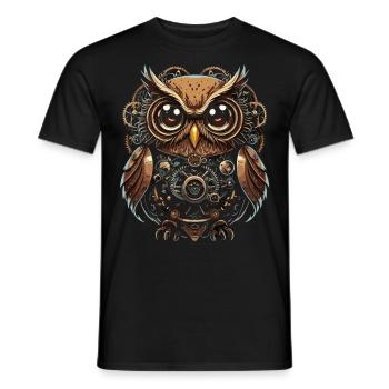 Faszinierende Steampunk-Eule: Einzigartiges Design - Männer T-Shirt - Schwarz - Vorne - AI Model Male 178 light (178cm)