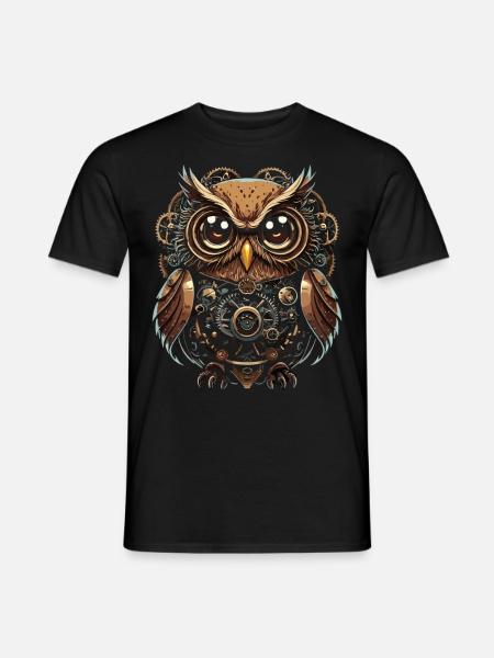 Hibou steampunk intriguant : design unique - T-shirt homme - noir