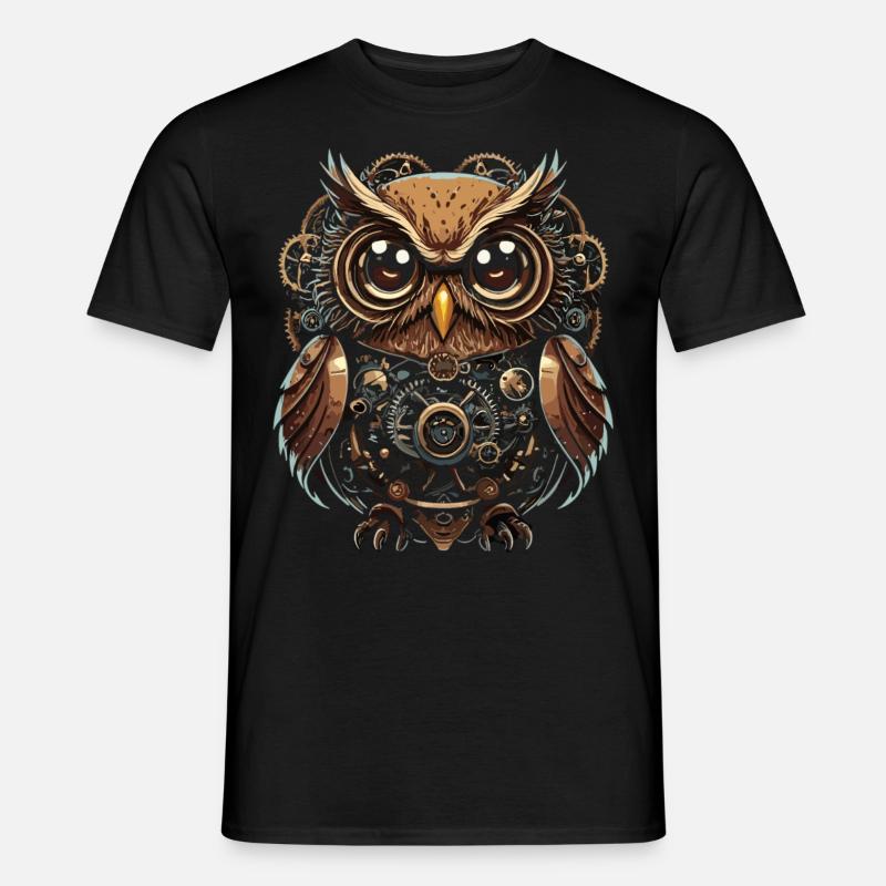 Faszinierende Steampunk-Eule: Einzigartiges Design - Männer T-Shirt - Schwarz