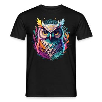 Tribal Eule: Perfektes Geschenk für Eulenfans - Männer T-Shirt - Schwarz - Vorne - AI Model Male 178 light (178cm)