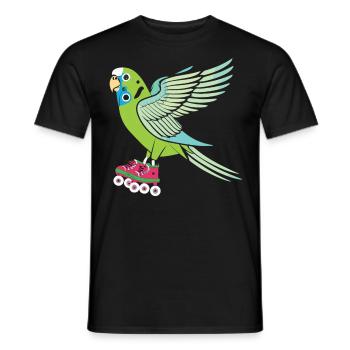 Wellensittich auf Rollschuhen - Männer T-Shirt - Schwarz - Vorne - AI Model Male 178 light (178cm)