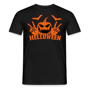 Helloween Frieden Victory Hand Symbol Fledermaus - Männer T-Shirt - Schwarz - Vorne - AI Model Male 178 light (178cm)