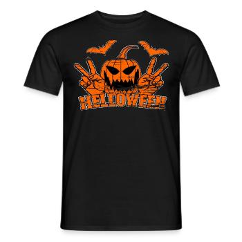 Helloween Frieden Victory Hand Symbol used - Männer T-Shirt - Schwarz - Vorne - AI Model Male 178 light (178cm)