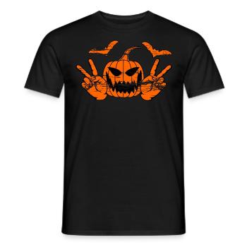 Symbole de la main de victoire de la paix Helloween utilisé - T-shirt homme - noir - Devant - AI Model Male 178 light (178cm)