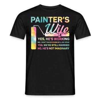 Peintre en bâtiment Décorateur Femme - T-shirt homme - noir - Devant - AI Model Male 178 light (178cm)