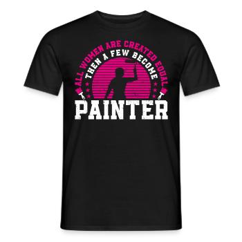 Peintre en bâtiment Décorateur Femme - T-shirt homme - noir - Devant - AI Model Male 178 light (178cm)