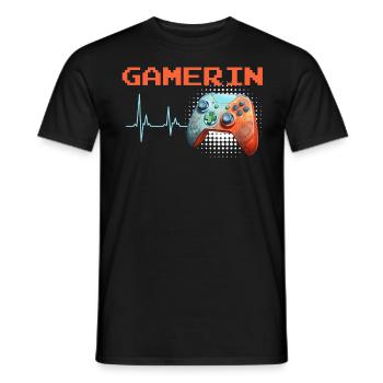 Gamerin Anatomie Controller Herzschlag Zocken - Männer T-Shirt - Schwarz - Vorne - AI Model Male 178 light (178cm)