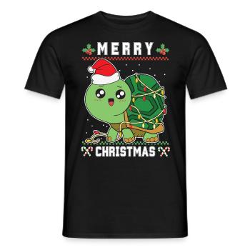 Merry Christmas Santa Turtle Ugly Christmas - Men's T-Shirt - black - Front - AI Model Male 178 light (178cm)