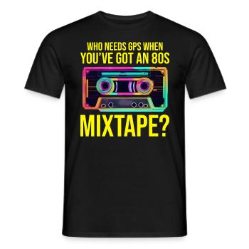 Neon '80s Cassette Tape: Nostalgic Retro Vibes - Men's T-Shirt - black - Front - AI Model Male 178 light (178cm)
