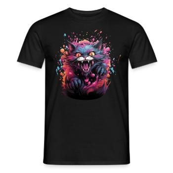 Böse Miezekatze bunt - Männer T-Shirt - Schwarz - Vorne - AI Model Male 178 light (178cm)