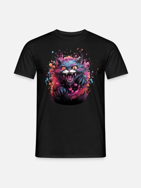 Böse Miezekatze bunt - Männer T-Shirt - Schwarz