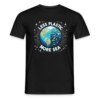 Less Plastic More Sea Environment Environmentalists - Men's T-Shirt - black - Front - AI Model Male 178 light (178cm)