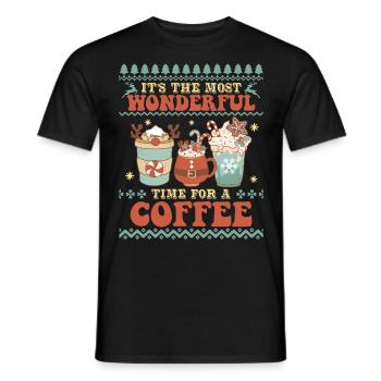 C’est l’heure d’un café - Noël moche pour les fêtes du Père Noël - T-shirt homme - noir - Devant - AI Model Male 178 light (178cm)