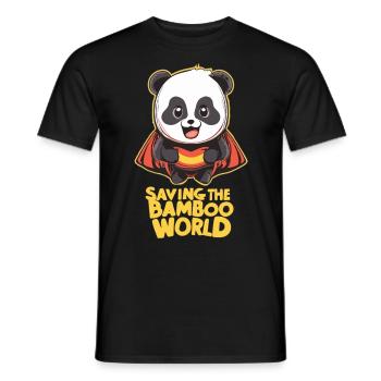 Panda as a superhero - Men's T-Shirt - black - Front - AI Model Male 178 light (178cm)
