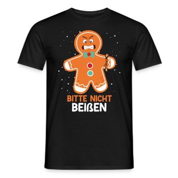 Lebkuchengebäck Bitte nicht Beißen Lebkuchenmann - Männer T-Shirt - Schwarz - Vorne - AI Model Male 178 light (178cm)