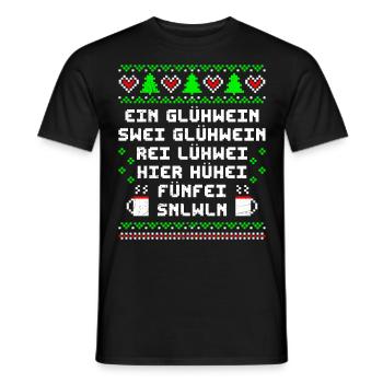 Glühwein Bude Ein Glühwein Swei Glühwein rei... - Männer T-Shirt - Schwarz - Vorne - AI Model Male 178 light (178cm)