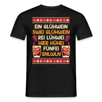 X-Mas Ein Glühwein Swei Glühwein Rei Glühwein - Männer T-Shirt - Schwarz - Vorne - AI Model Male 178 light (178cm)
