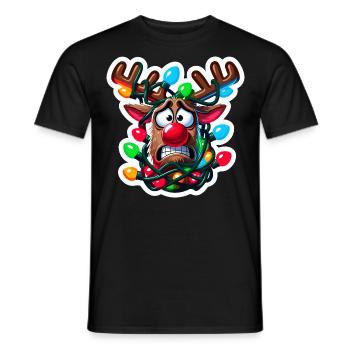 Funny Reindeer Christmas Design - Men's T-Shirt - black - Front - AI Model Male 178 light (178cm)