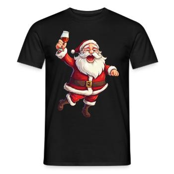 Santa Claus Alcohol Beer Mulled Wine Liquor Cheers - Men's T-Shirt - black - Front - AI Model Male 178 light (178cm)