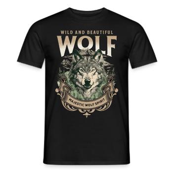 Loup tête de loup Nature nature sauvage aventure forêt Art - T-shirt homme - noir - Devant - AI Model Male 178 light (178cm)