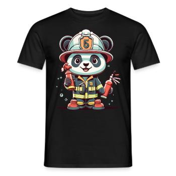 Rescue hero Panda in action - Men's T-Shirt - black - Front - AI Model Male 178 light (178cm)