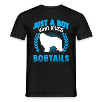 Garçon qui aime Bobtail vieux berger anglais - T-shirt homme - noir - Devant - AI Model Male 178 light (178cm)