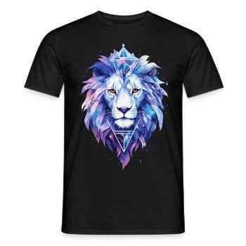 Lion, Lion's Head, Animal, Geometric, Colorful, Art, Motif - Men's T-Shirt - black - Front - AI Model Male 178 light (178cm)