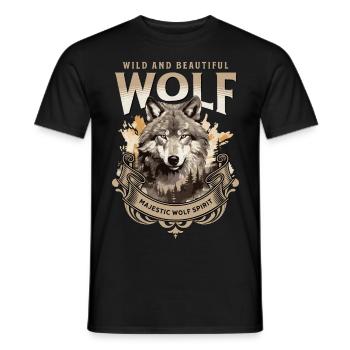 Loup tête de loup Nature nature sauvage aventure forêt Art - T-shirt homme - noir - Devant - AI Model Male 178 light (178cm)